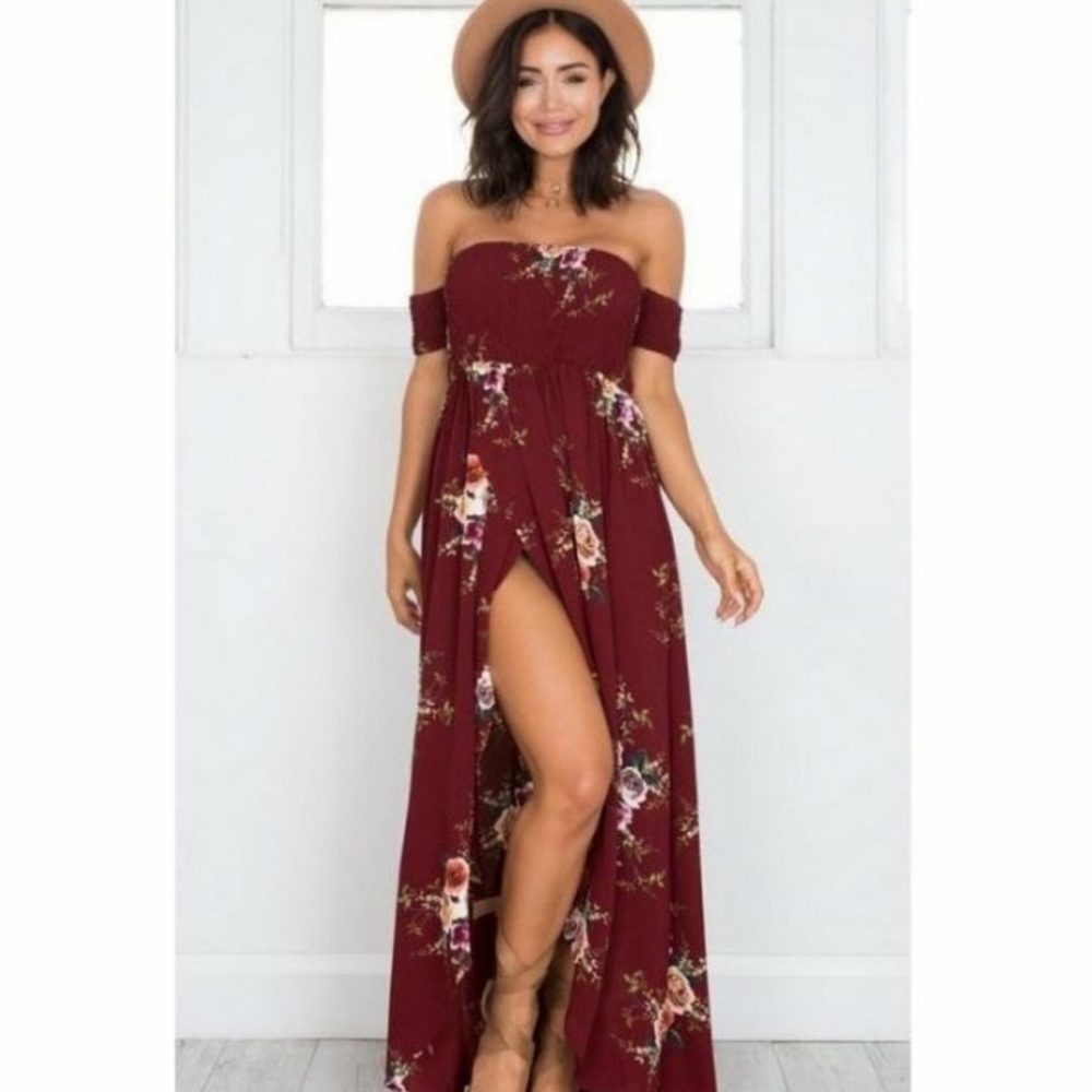 Off the shoulder maxi dress